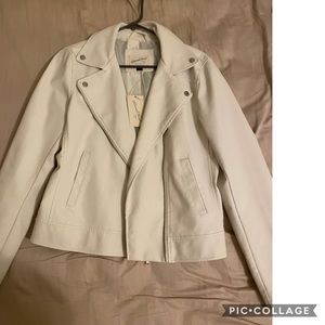 Women’s cream faux leather jacket